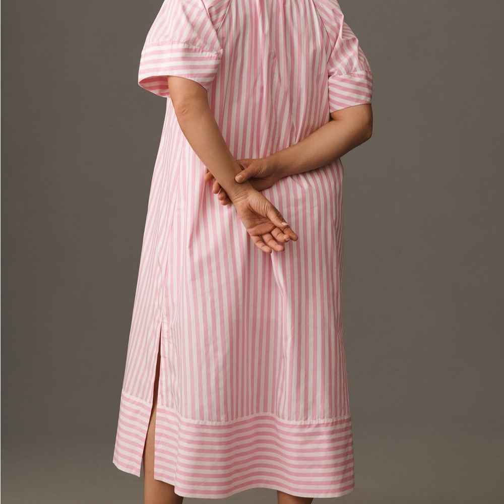 Anthropologie Maeve Pink & White Striped Dress size L - Picture 6 of 10